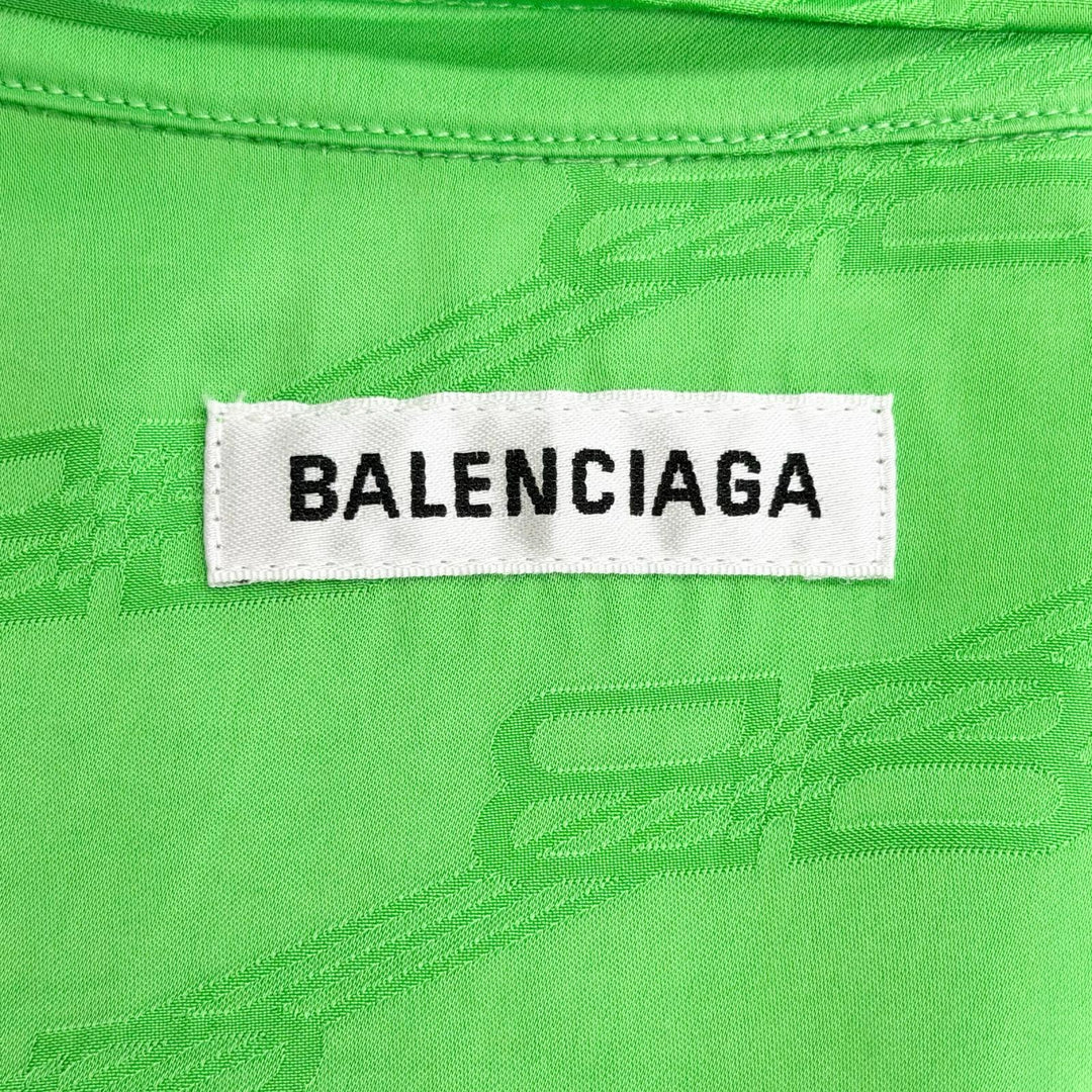 Pristine BALENCIAGA one piece BB Monogram Wrap-Style Shirt green 34 704446