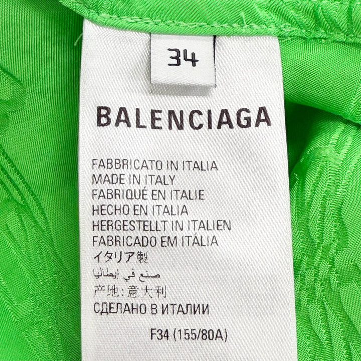 Pristine BALENCIAGA one piece BB Monogram Wrap-Style Shirt green 34 704446
