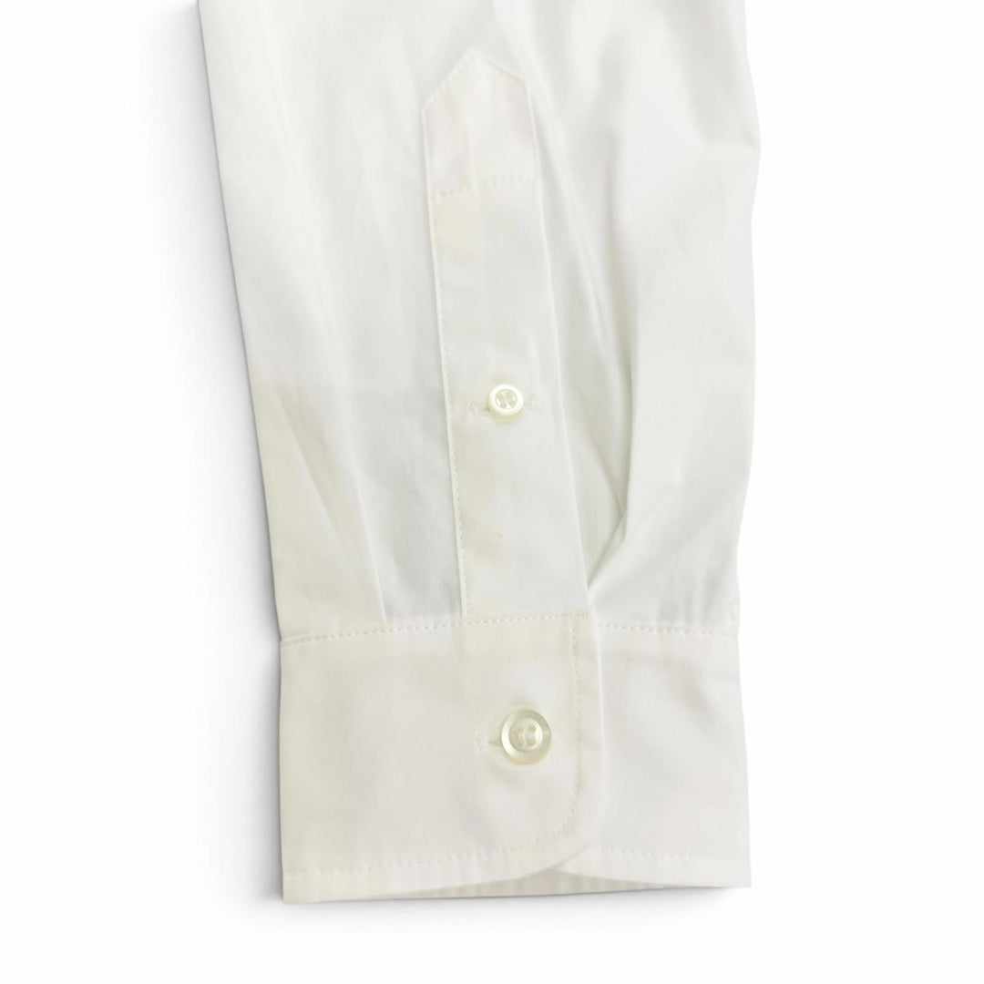 Pristine MIUMIU Long sleeve shirt Logo patch poplin shirt white cotton 38 DNA067