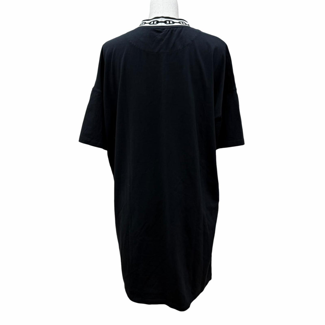 Excellent HERMES one piece Chaine d'Ancre Short Sleeve black cotton Women FR 36