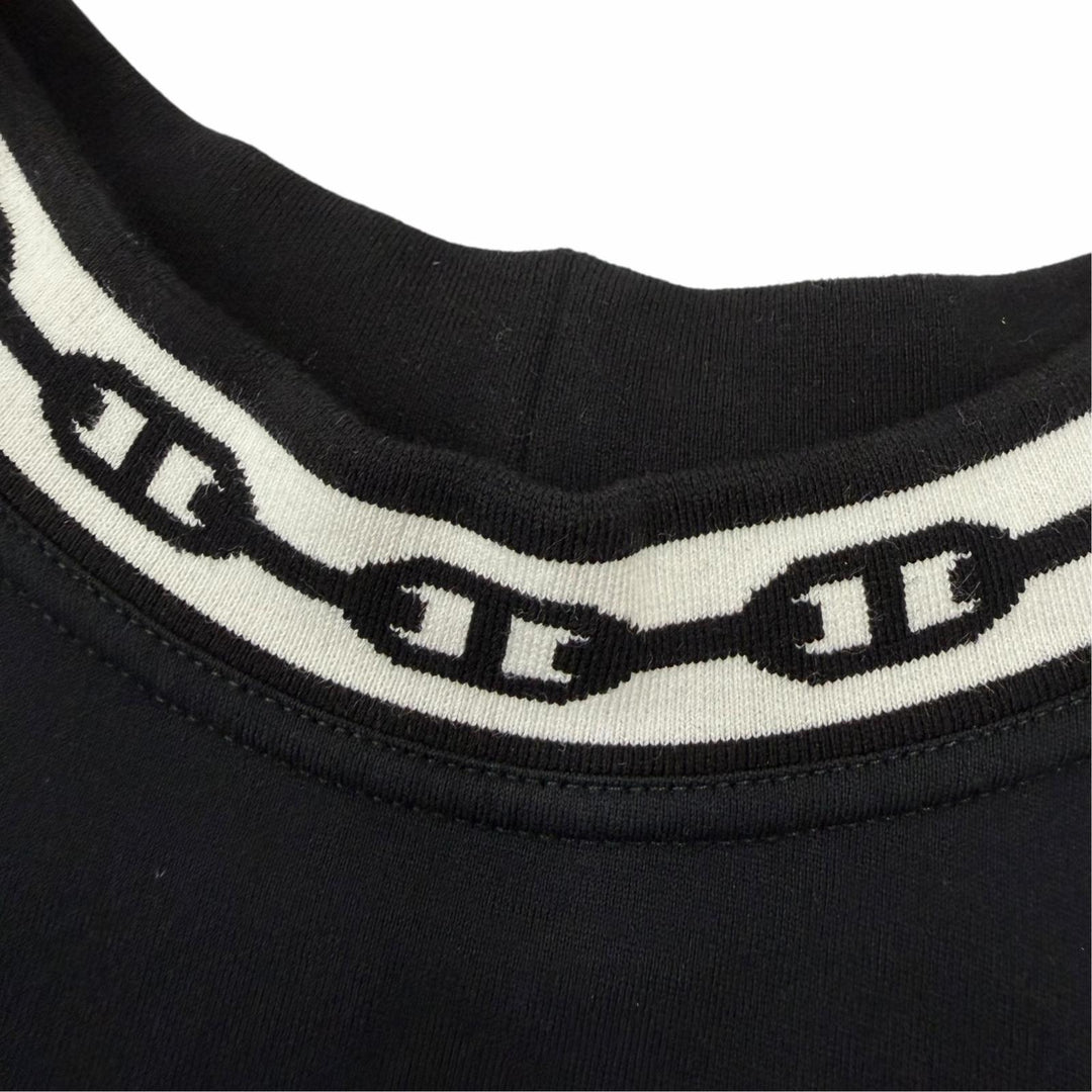 Excellent HERMES one piece Chaine d'Ancre Short Sleeve black cotton Women FR 36
