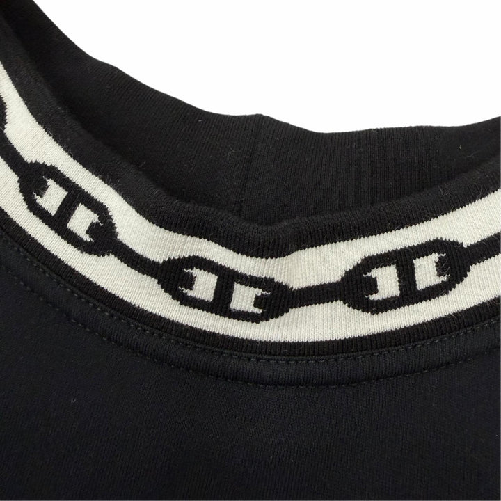 Excellent HERMES one piece Chaine d'Ancre Short Sleeve black cotton Women FR 36