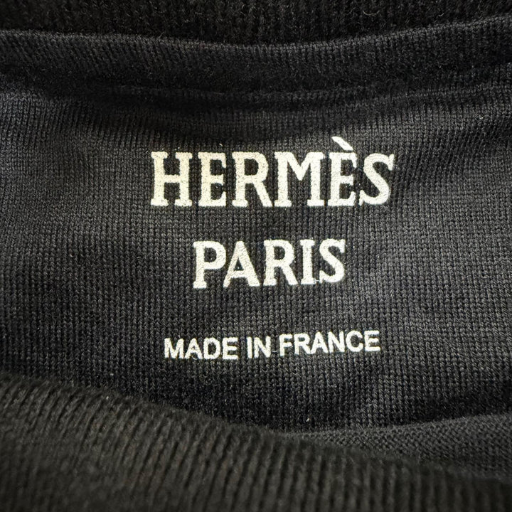 Excellent HERMES one piece Chaine d'Ancre Short Sleeve black cotton Women FR 36