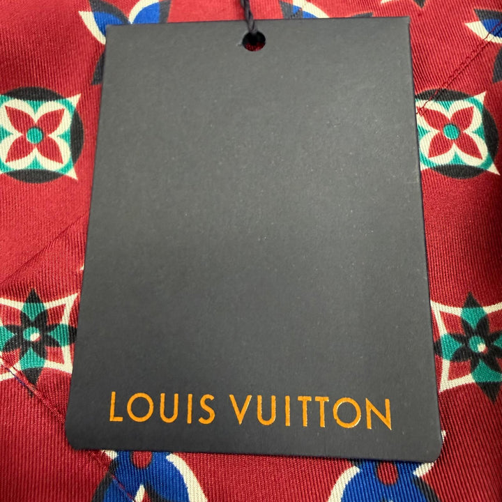 Pristine LOUIS VUITTON Long sleeve shirt Monogram Bordeaux silk Women 34