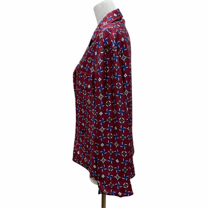 Pristine LOUIS VUITTON Long sleeve shirt Monogram Bordeaux silk Women 34