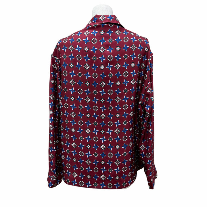 Pristine LOUIS VUITTON Long sleeve shirt Monogram Bordeaux silk Women 34
