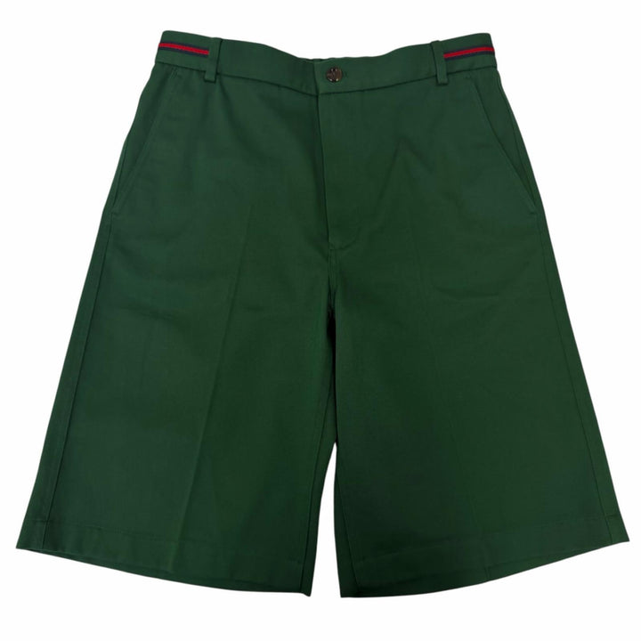 Pristine GUCCI Shorts Web stripe GG logo embroidered shorts green