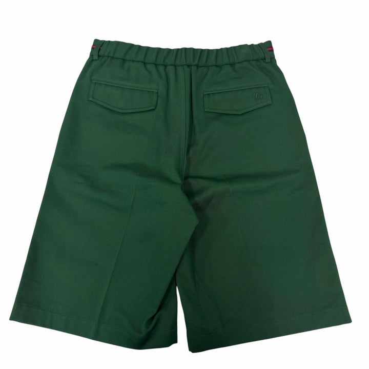 Pristine GUCCI Shorts Web stripe GG logo embroidered shorts green