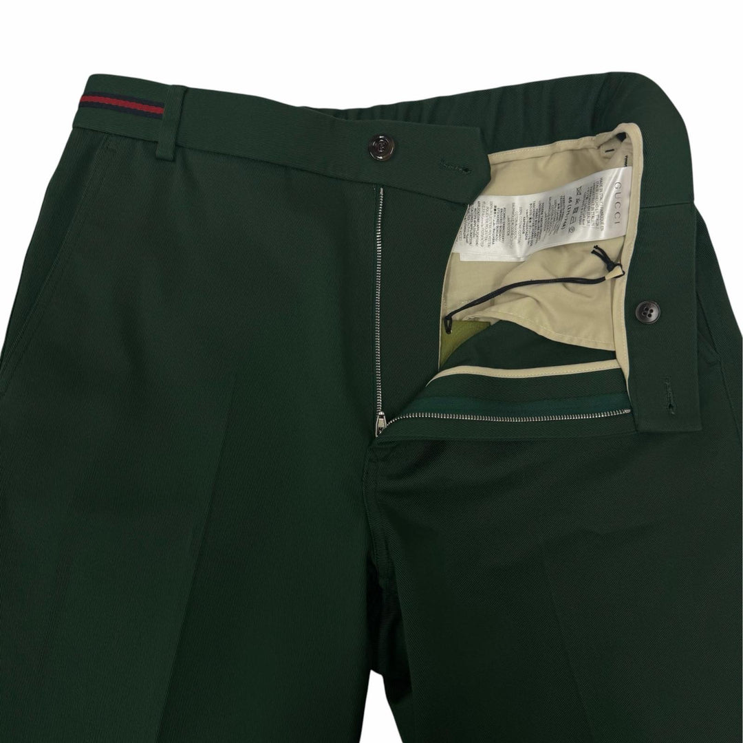 Pristine GUCCI Shorts Web stripe GG logo embroidered shorts green
