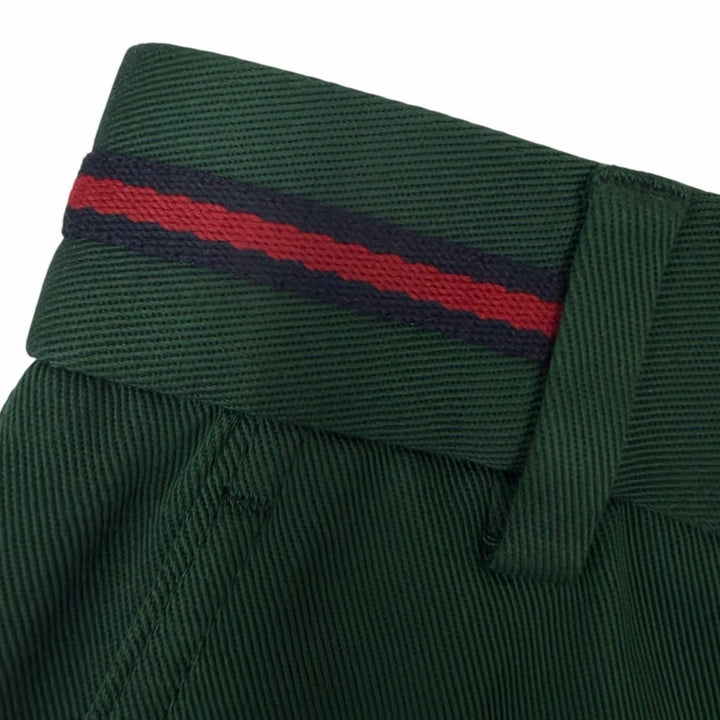 Pristine GUCCI Shorts Web stripe GG logo embroidered shorts green