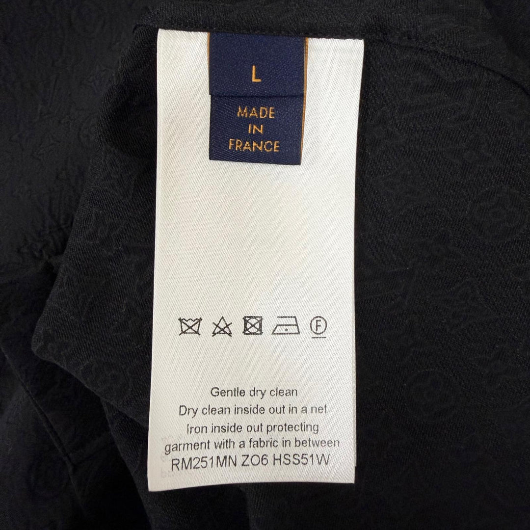 Excellent LOUIS VUITTON Short sleeve shirt Mini Monogram Open Collar black