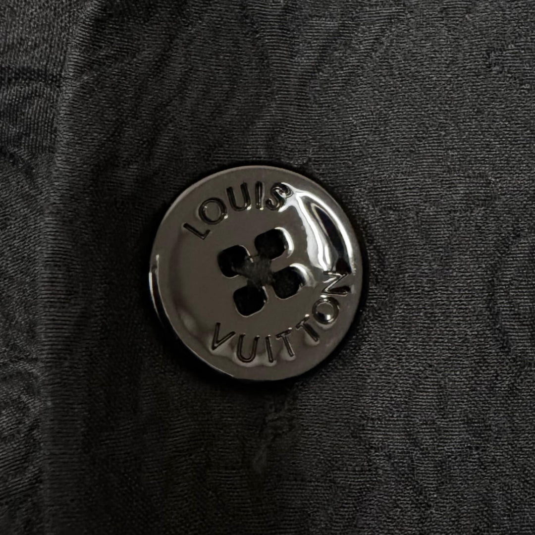 Excellent LOUIS VUITTON Short sleeve shirt Mini Monogram Open Collar black