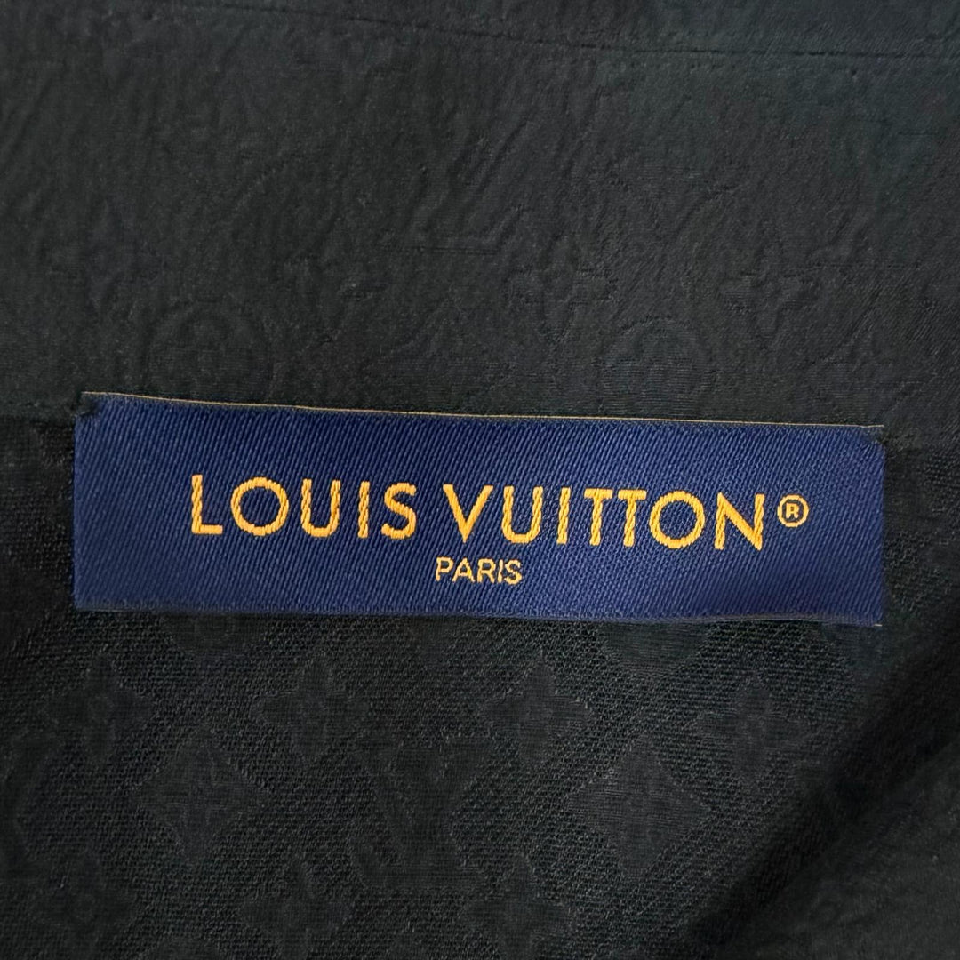 Excellent LOUIS VUITTON Short sleeve shirt Mini Monogram Open Collar black