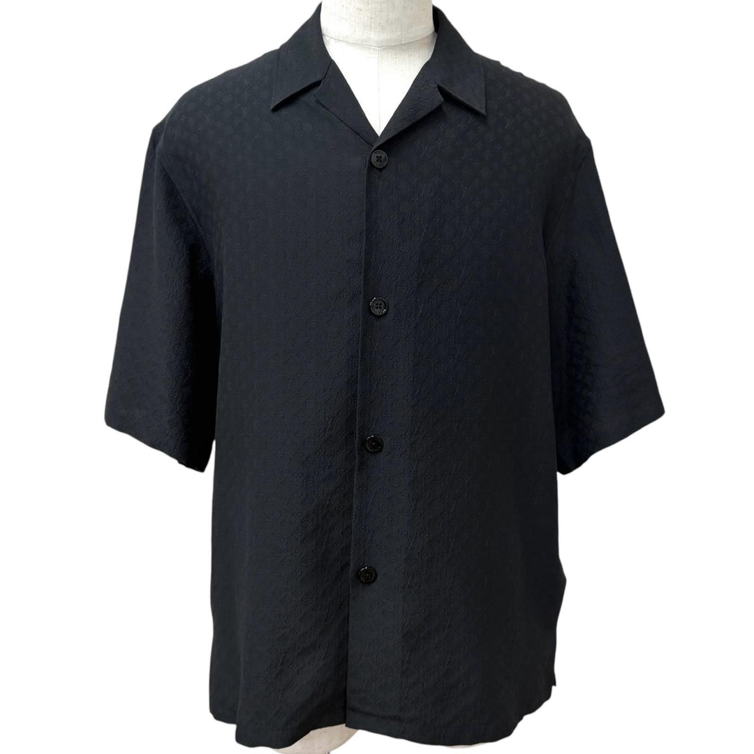 Excellent LOUIS VUITTON Short sleeve shirt Mini Monogram Open Collar black