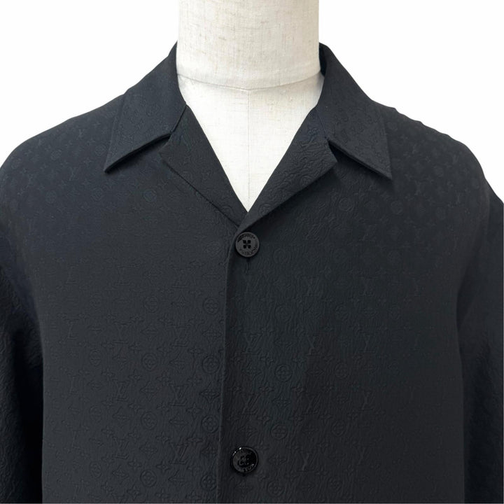 Excellent LOUIS VUITTON Short sleeve shirt Mini Monogram Open Collar black