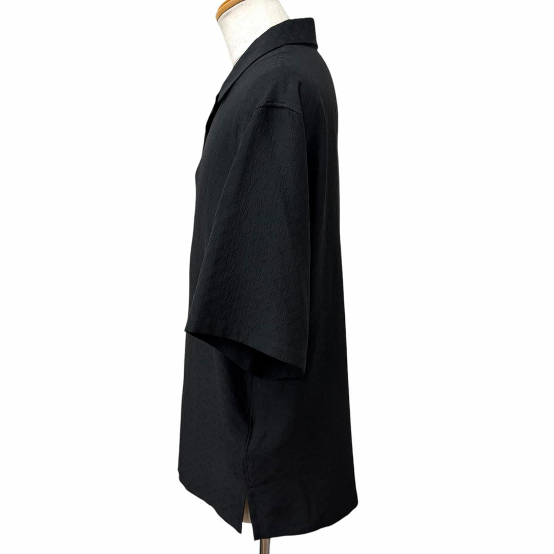 Excellent LOUIS VUITTON Short sleeve shirt Mini Monogram Open Collar black