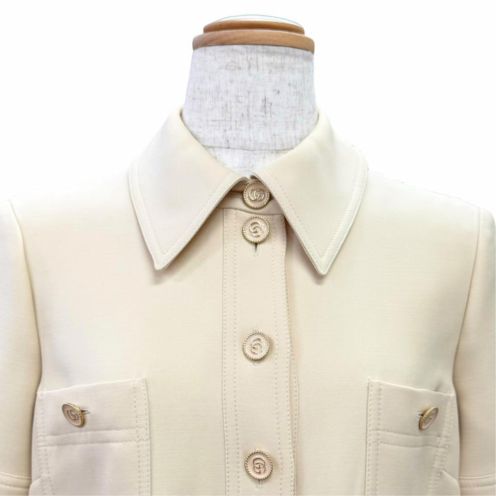 Great GUCCI one piece GG logo buttons, GG logo chain, shirt beige IT 36 661672