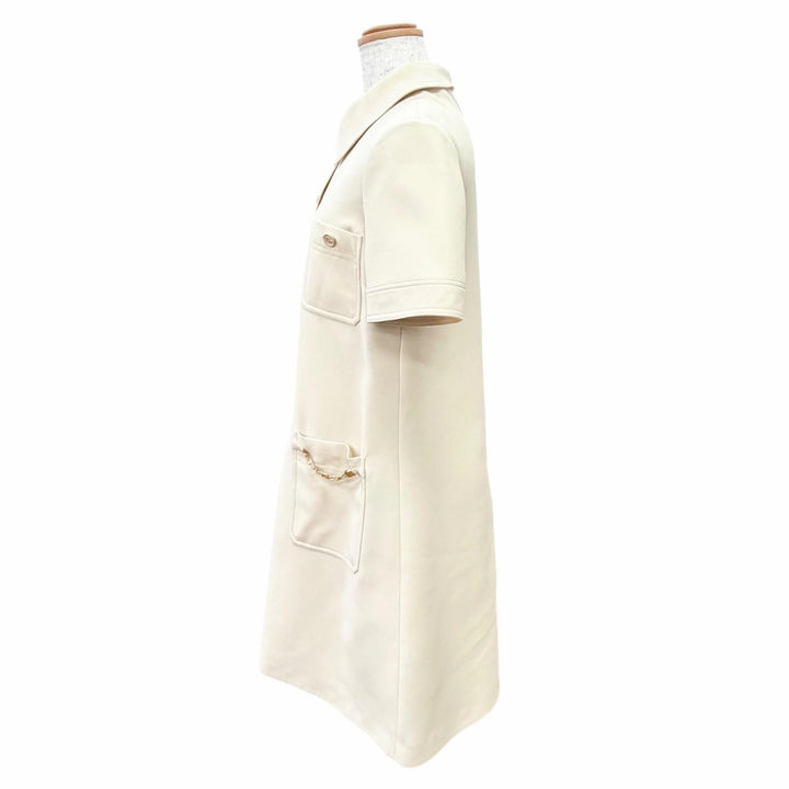 Great GUCCI one piece GG logo buttons, GG logo chain, shirt beige IT 36 661672