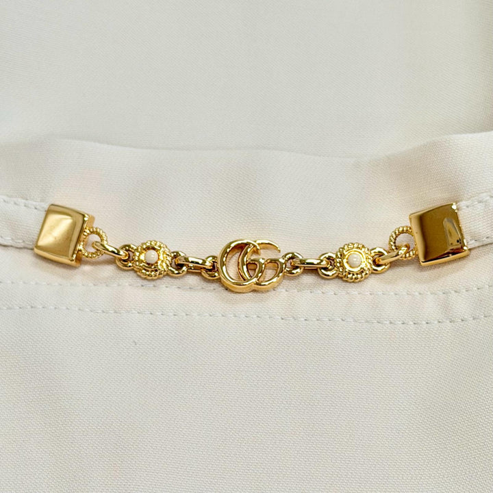 Great GUCCI one piece GG logo buttons, GG logo chain, shirt beige IT 36 661672