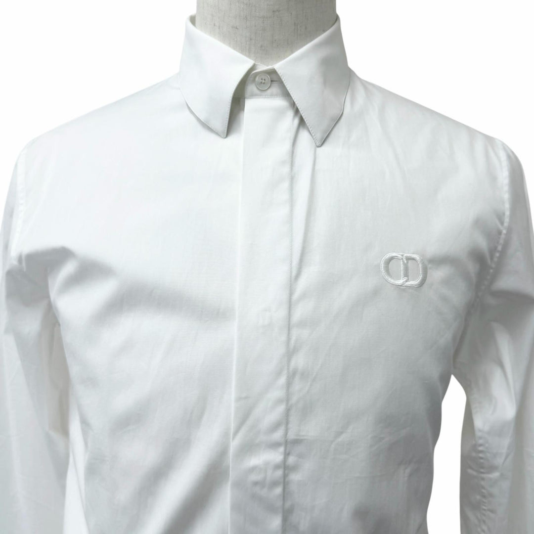 Excellent DIOR Long sleeve shirt CD ICON Logo Embroidery white cotton mens 37
