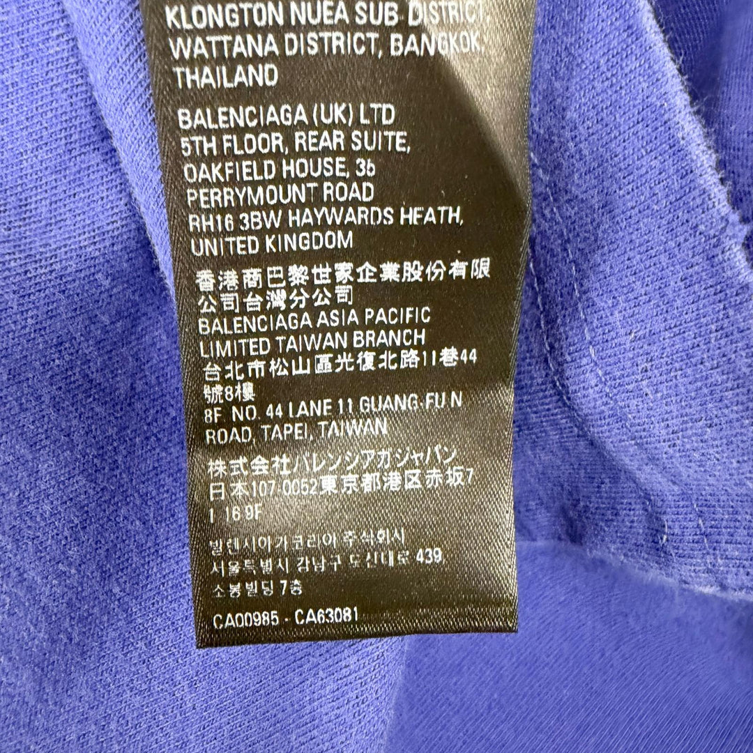 Excellent BALENCIAGA Short sleeve T-shirt Distressed finish campaign logo Navy
