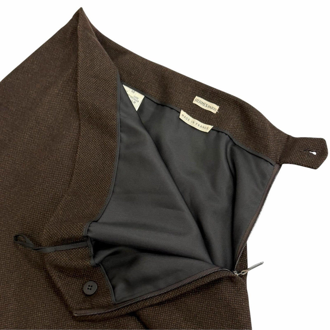 Excellent HERMES Tight Skirt Margiela period Dark brown cashmere Women FR 40