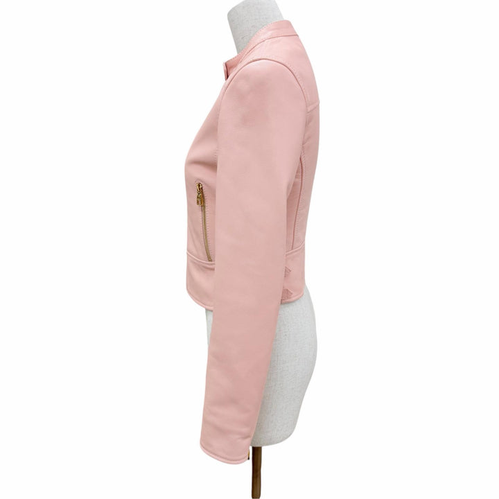 Excellent DOLCE&GABBANA leather jacket ZIP UP pink Sheep leather IT 36 F9F13L