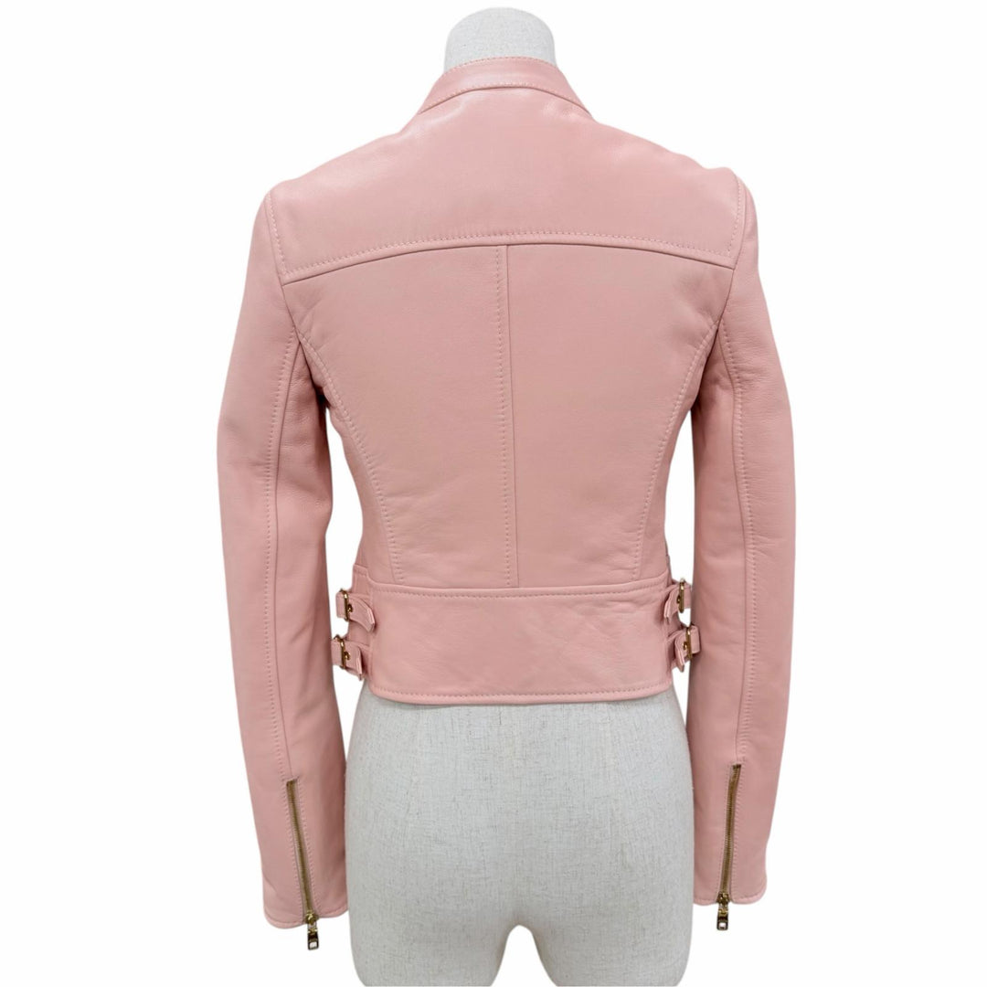 Excellent DOLCE&GABBANA leather jacket ZIP UP pink Sheep leather IT 36 F9F13L