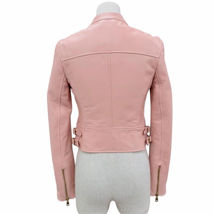 Excellent DOLCE&GABBANA leather jacket ZIP UP pink Sheep leather IT 36 F9F13L