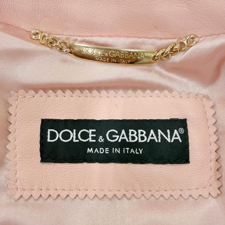 Excellent DOLCE&GABBANA leather jacket ZIP UP pink Sheep leather IT 36 F9F13L