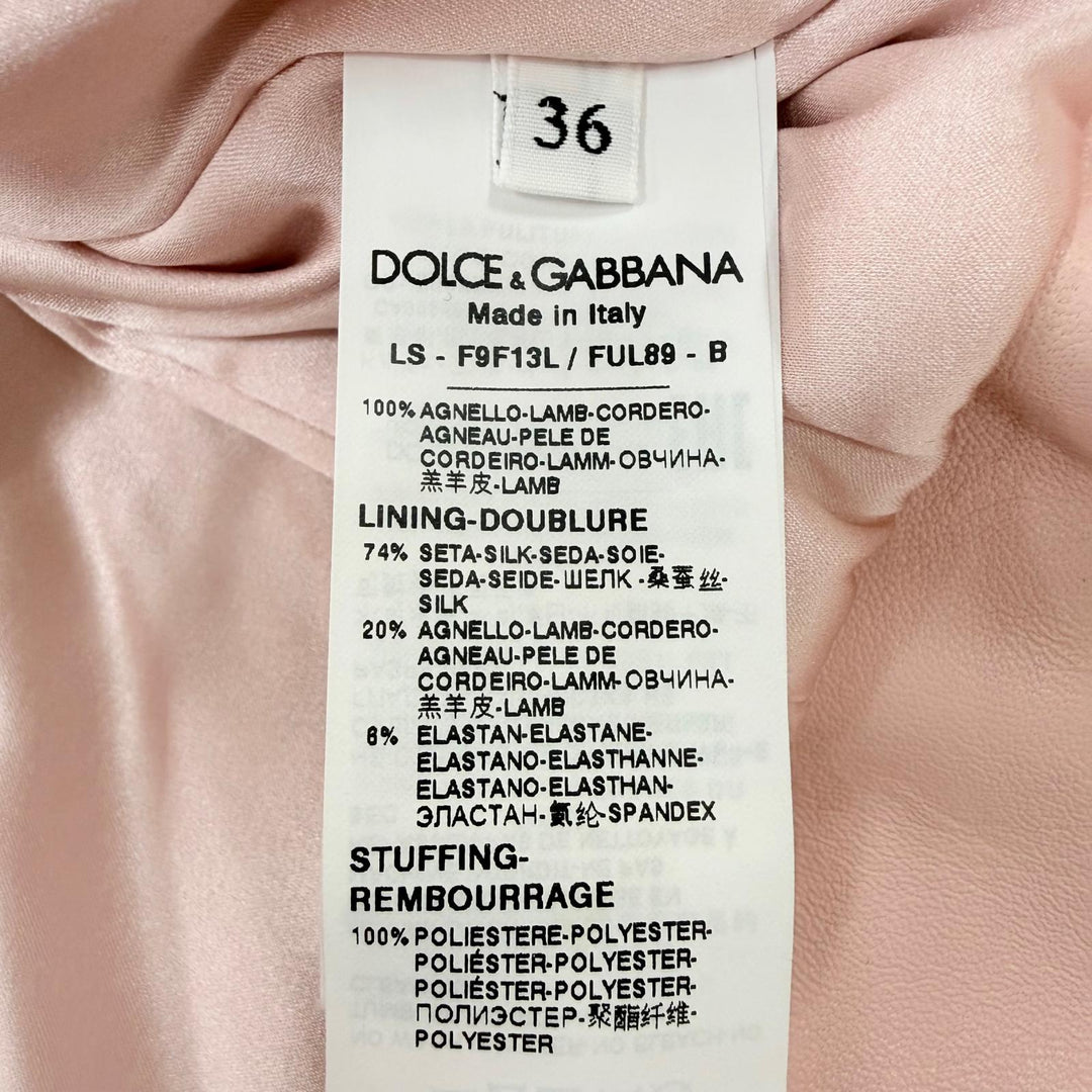 Excellent DOLCE&GABBANA leather jacket ZIP UP pink Sheep leather IT 36 F9F13L