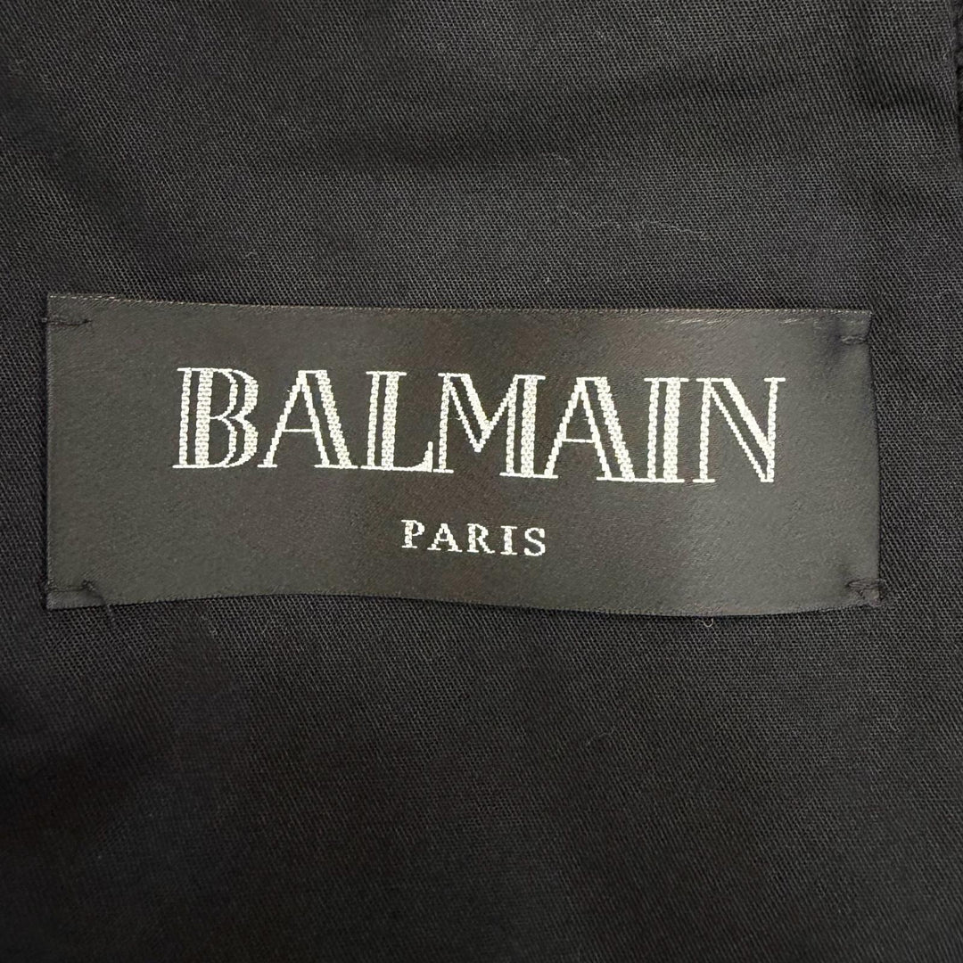 Excellent BALMAIN Jacket Emblem logo patch, double-breasted, chain tweed