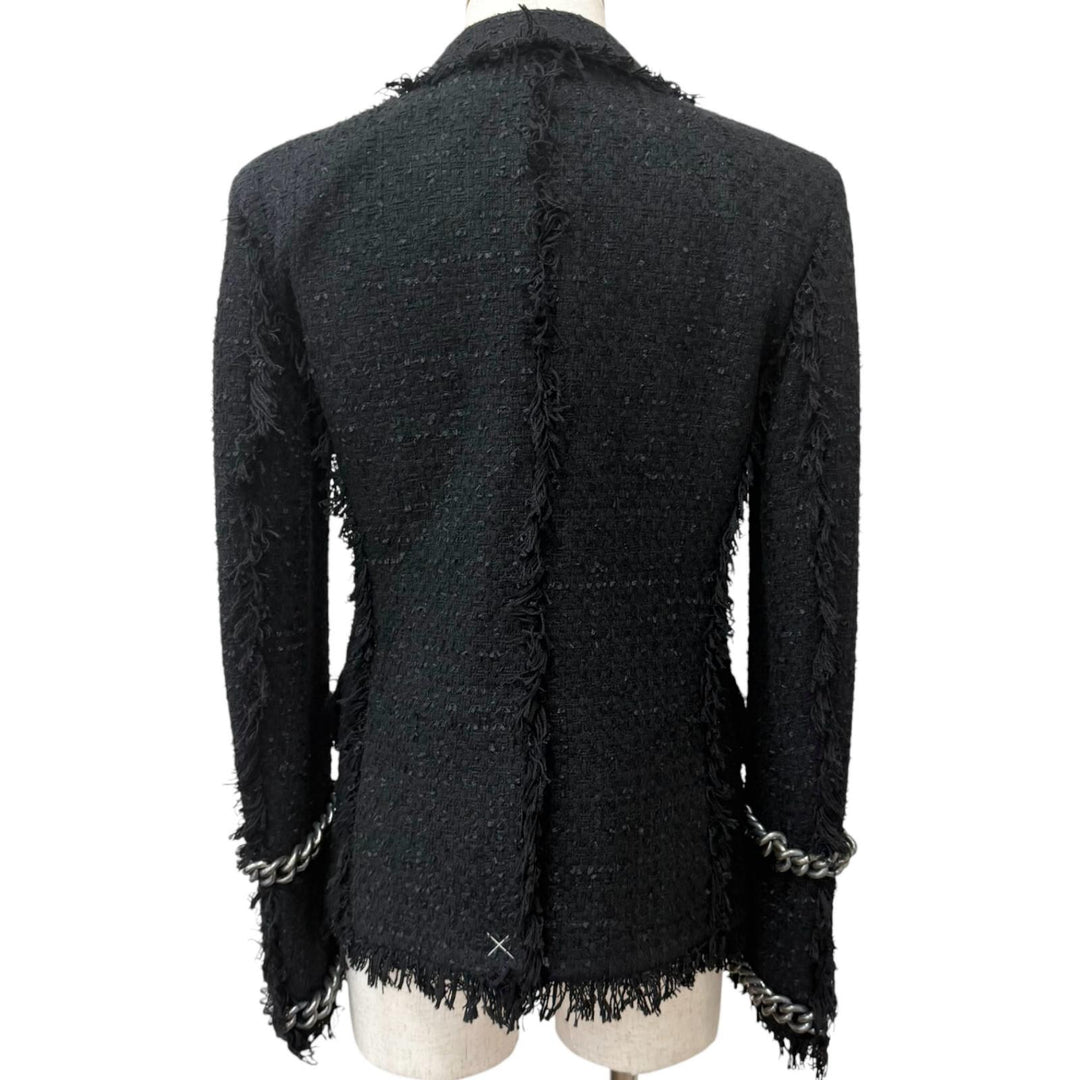 Excellent BALMAIN Jacket Emblem logo patch, double-breasted, chain tweed