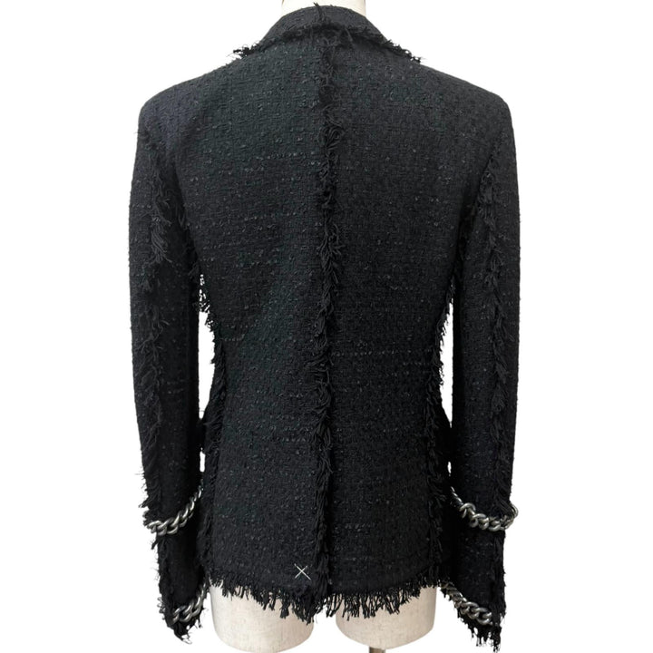 Excellent BALMAIN Jacket Emblem logo patch, double-breasted, chain tweed
