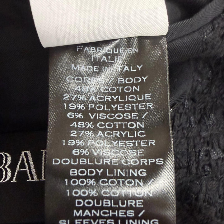 Excellent BALMAIN Jacket Emblem logo patch, double-breasted, chain tweed