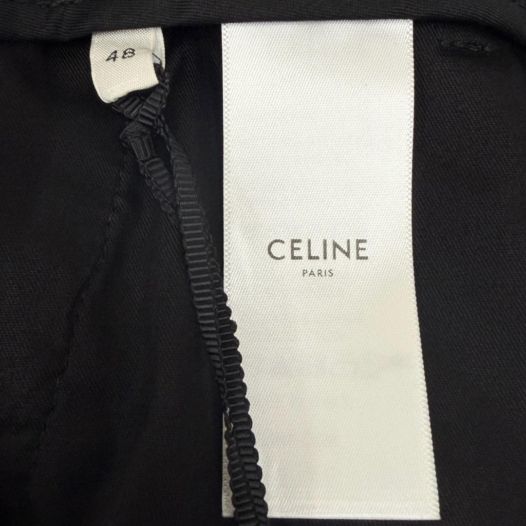 Pristine CELINE slacks Rhinestone Stripe Flare black Rayon mens IT 48