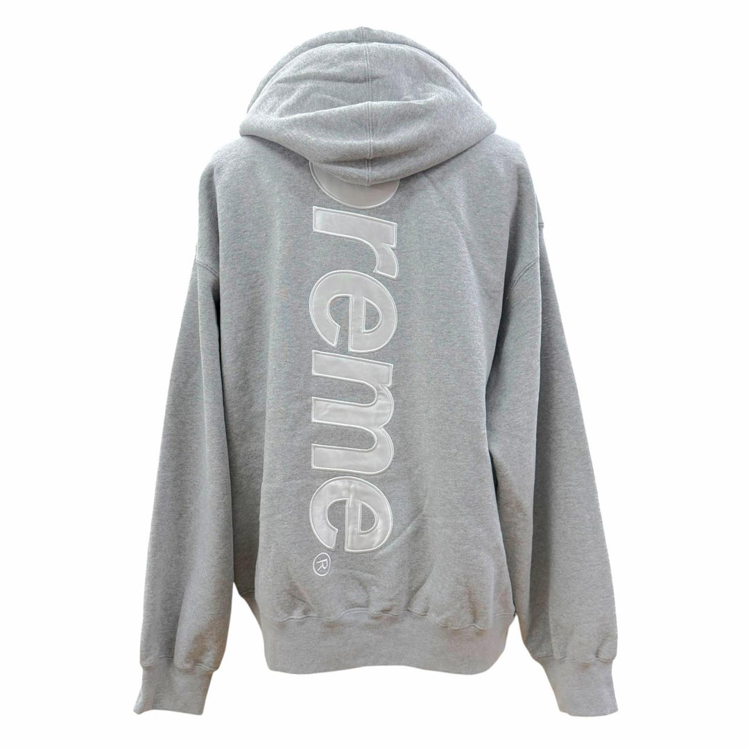 Excellent Supreme hoodie Satin Applique Hooded Sweatshirt Back logo pullover L