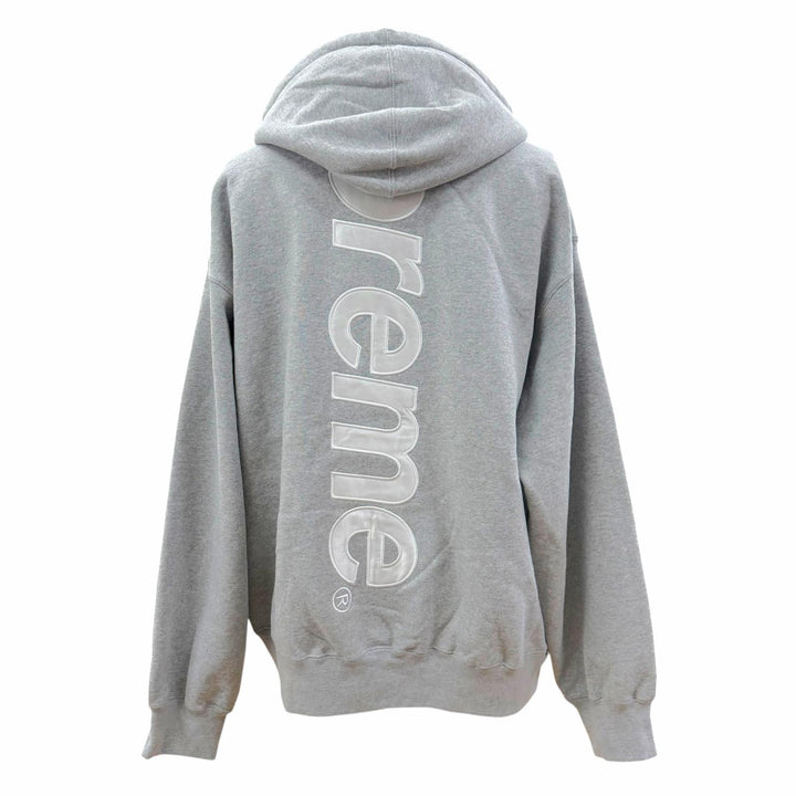 Excellent Supreme hoodie Satin Applique Hooded Sweatshirt Back logo pullover L
