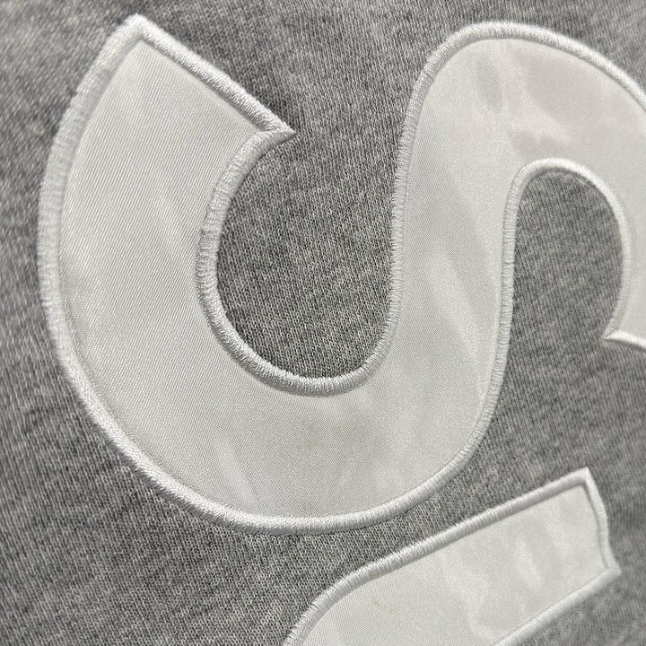 Excellent Supreme hoodie Satin Applique Hooded Sweatshirt Back logo pullover L