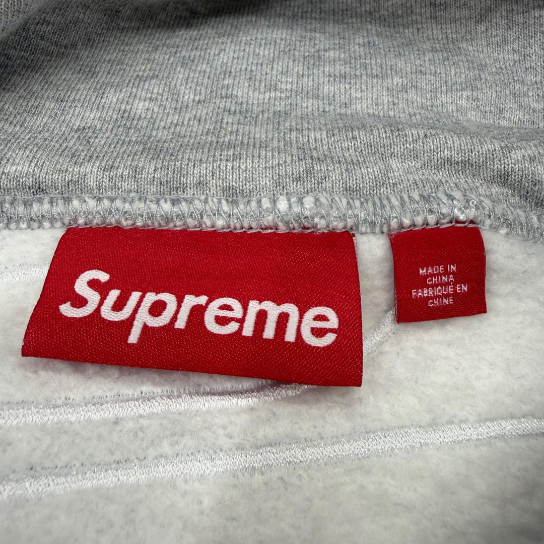 Excellent Supreme hoodie Satin Applique Hooded Sweatshirt Back logo pullover L