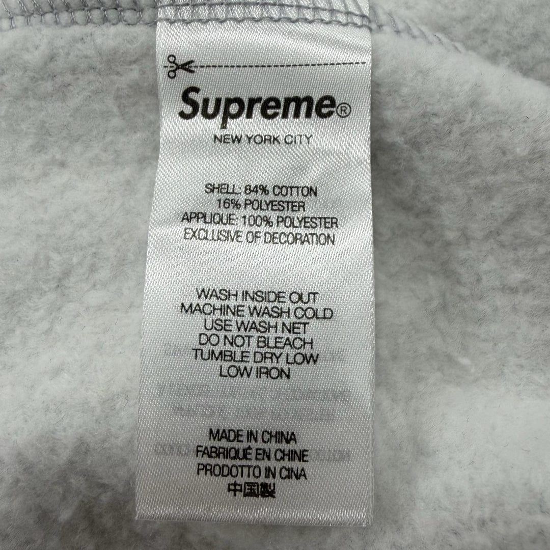 Excellent Supreme hoodie Satin Applique Hooded Sweatshirt Back logo pullover L