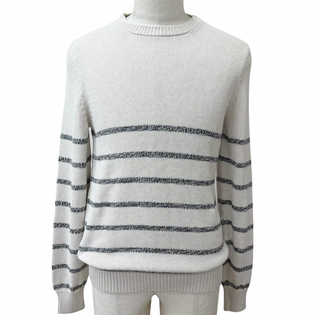 Excellent Brunello Cucinelli sweater Border Pattern Crew Neck Long Sleeve Knit