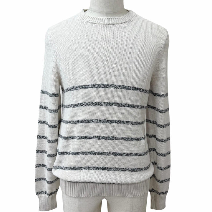 Excellent Brunello Cucinelli sweater Border Pattern Crew Neck Long Sleeve Knit