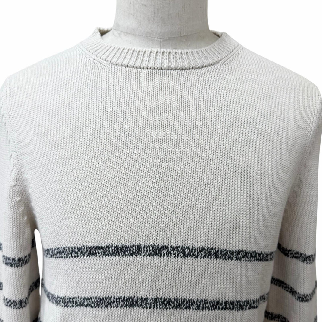 Excellent Brunello Cucinelli sweater Border Pattern Crew Neck Long Sleeve Knit