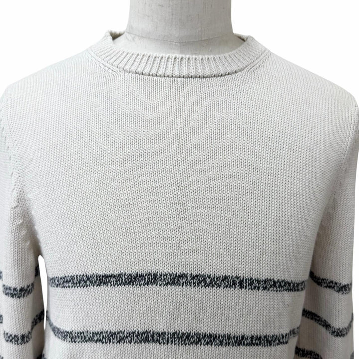 Excellent Brunello Cucinelli sweater Border Pattern Crew Neck Long Sleeve Knit
