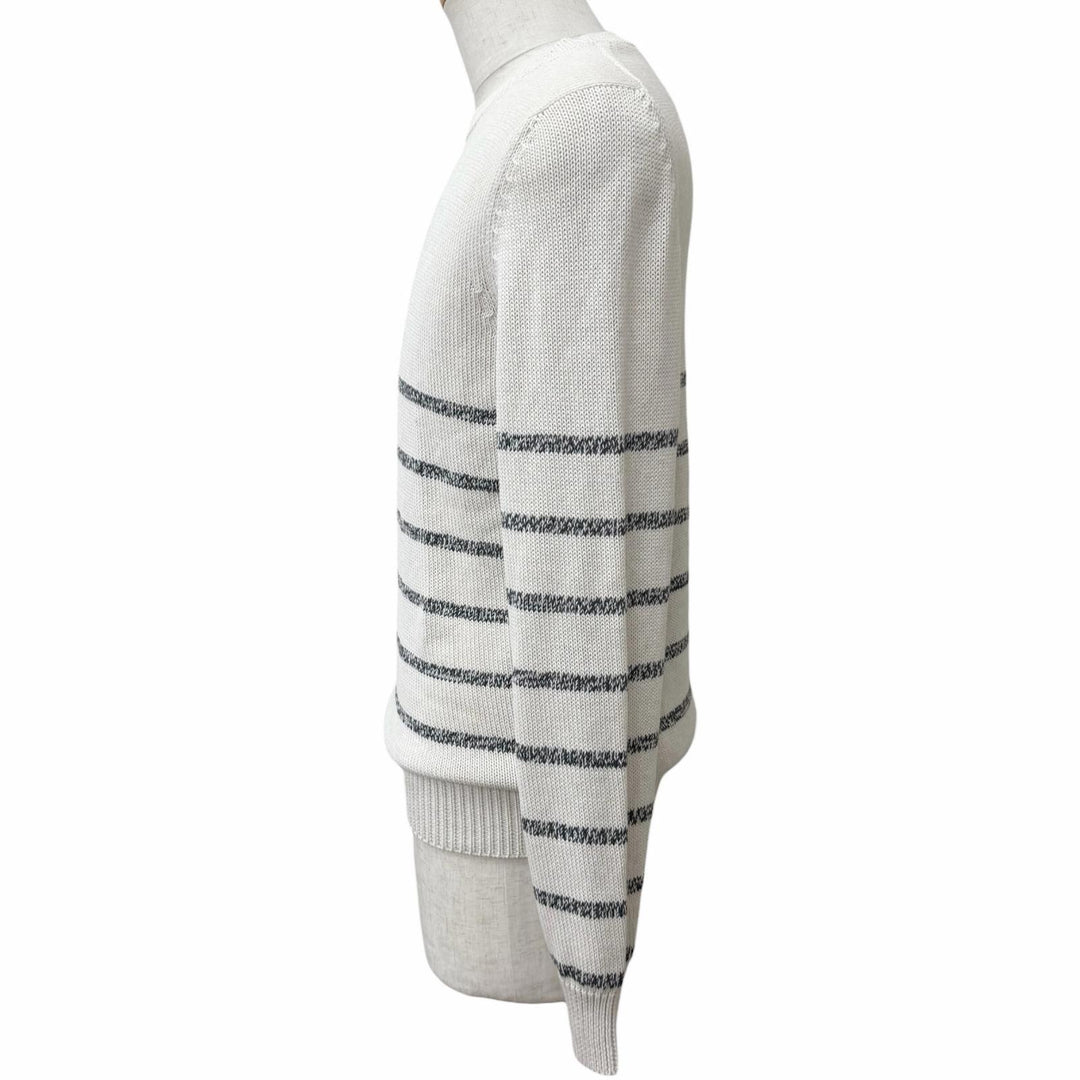 Excellent Brunello Cucinelli sweater Border Pattern Crew Neck Long Sleeve Knit