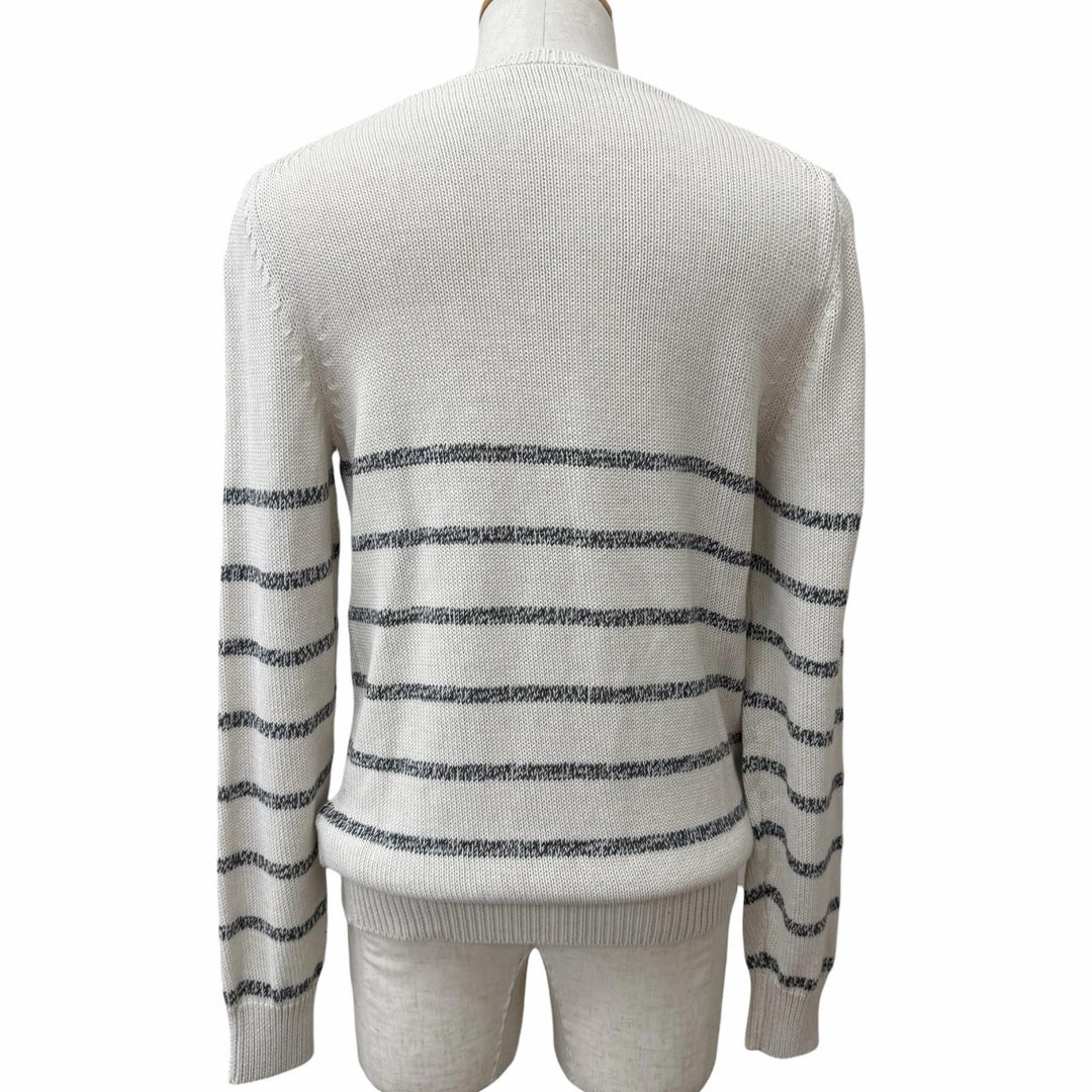 Excellent Brunello Cucinelli sweater Border Pattern Crew Neck Long Sleeve Knit
