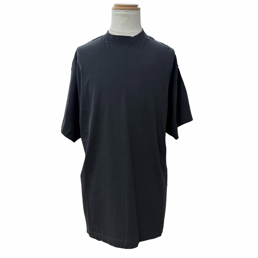 Great BALENCIAGA Short sleeve T-shirt Security tape logo black mens 2 831305