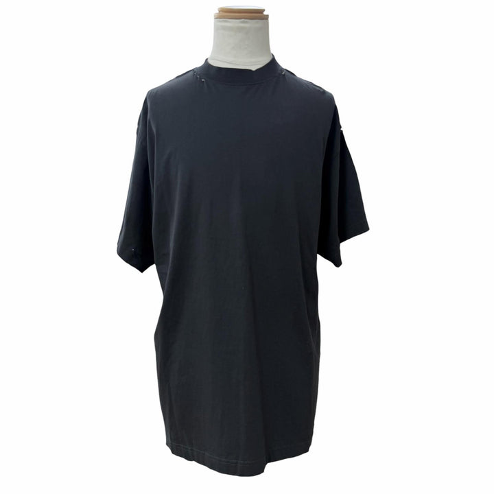 Great BALENCIAGA Short sleeve T-shirt Security tape logo black mens 2 831305