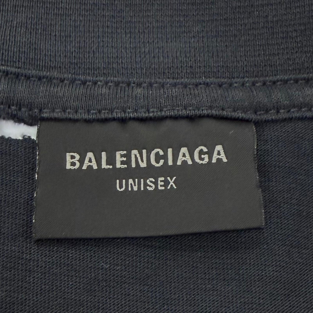 Great BALENCIAGA Short sleeve T-shirt Security tape logo black mens 2 831305
